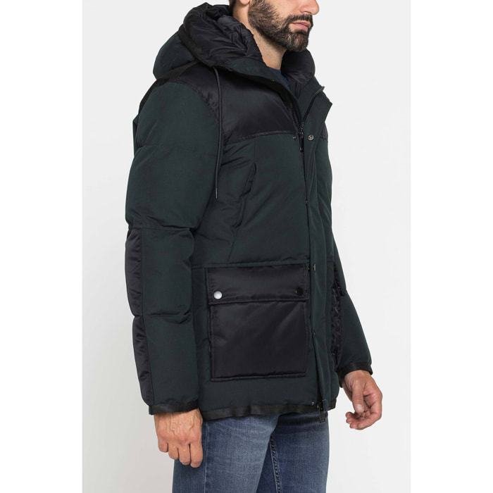 GIACCONE IMBOTTITO CON CAPPUCCIO COLOR BLOCK