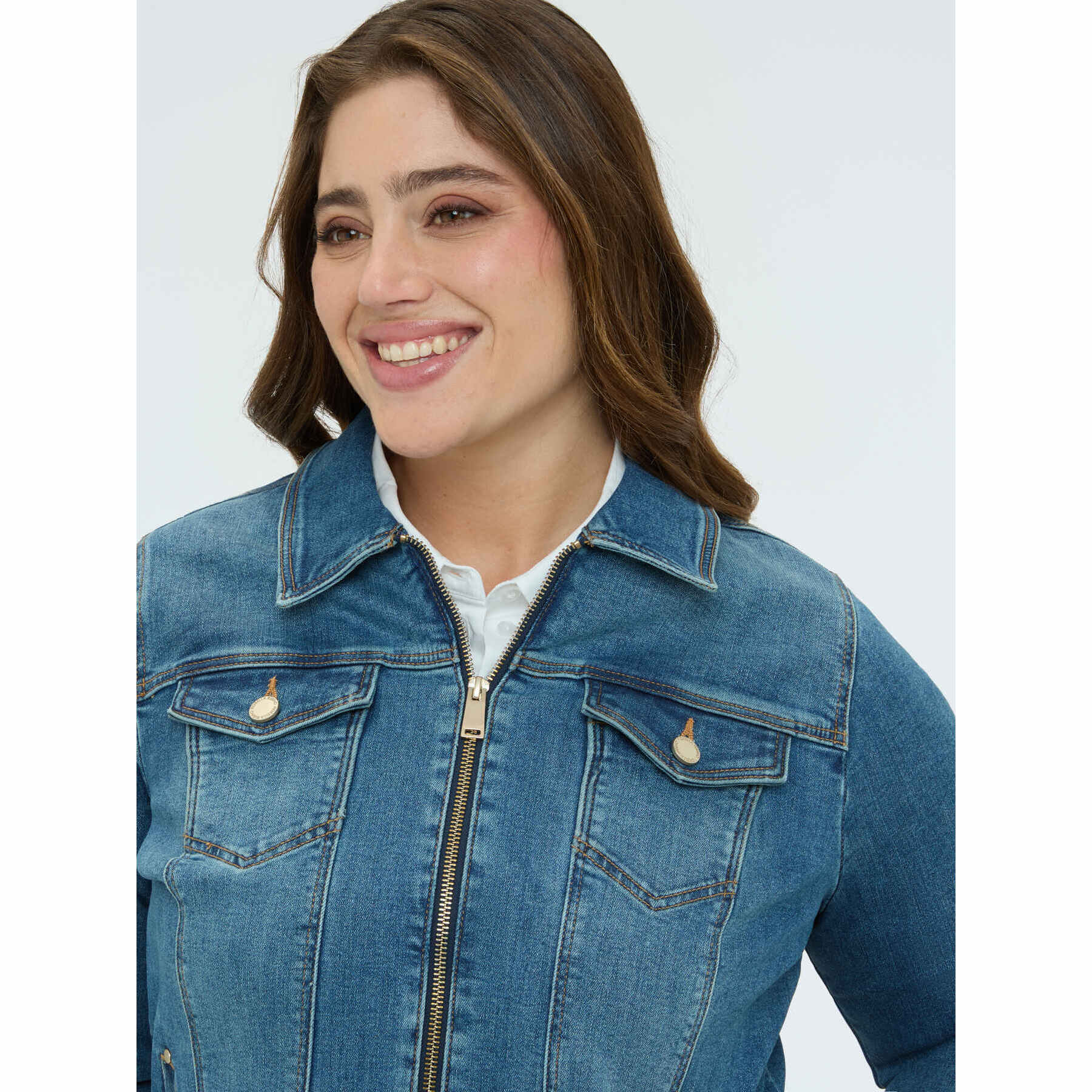 Fiorella Rubino - Chaqueta de denim con cremallera - Azul