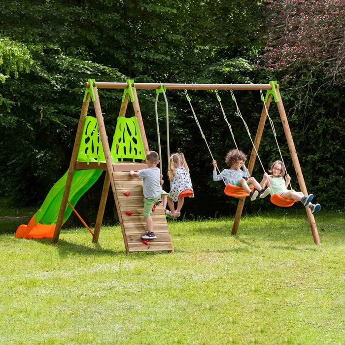 Balançoire en bois poutre métal 2,30 m Techwood Premium CHURRO - 6 enfants