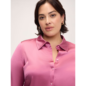 Fiorella Rubino - Camicia in seta stretch con colletto classico - Rosa