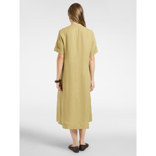 Elena Mirò - Vestido de lino con escote en V - Verde claro