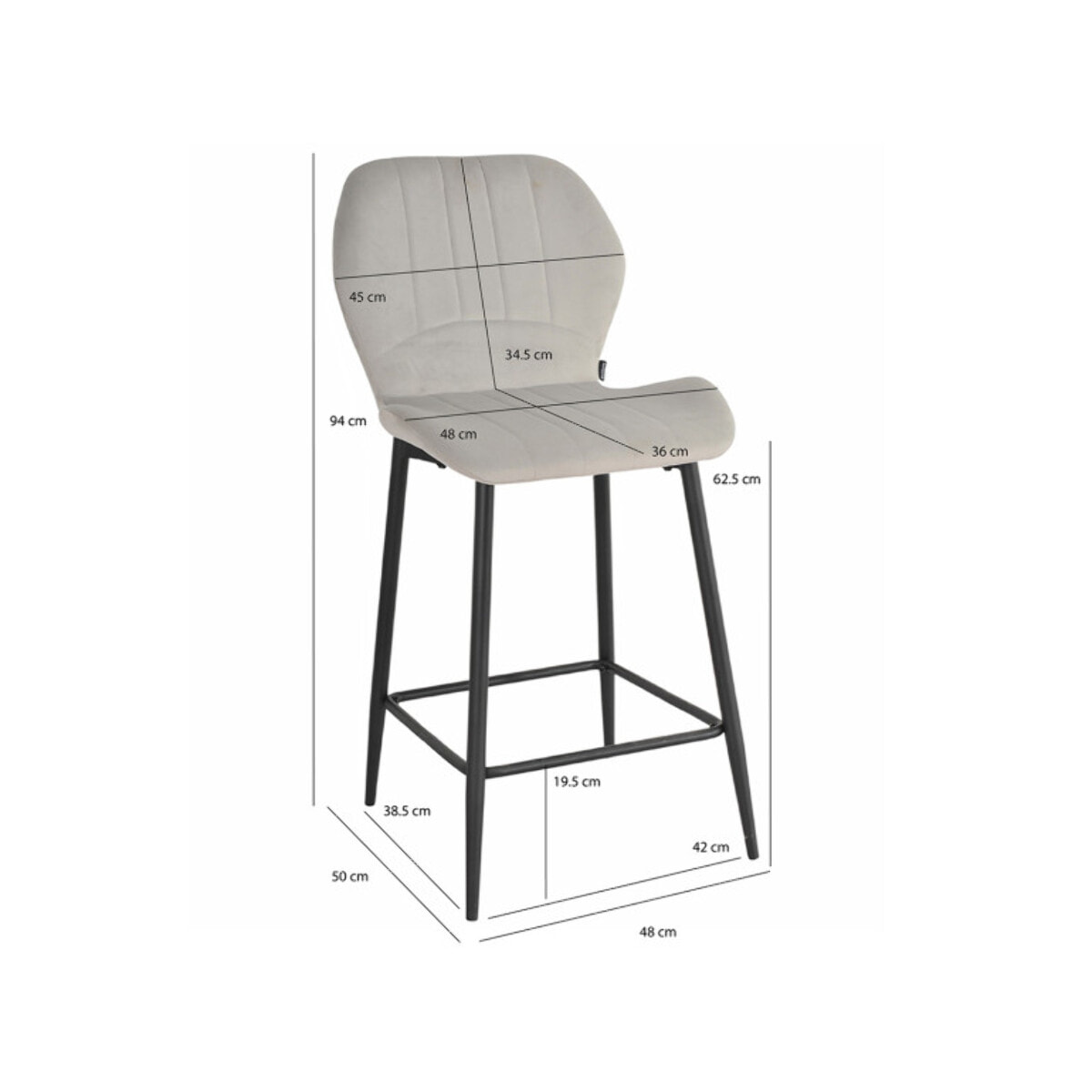 Chaise de bar en velours avec pieds en métal noir - FAUSTINE 2