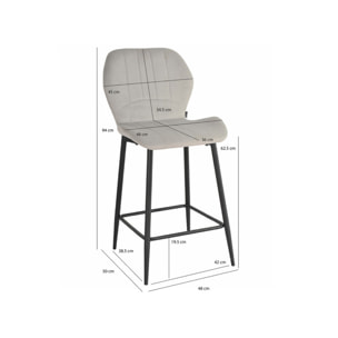 Chaise de bar en velours avec pieds en métal noir - FAUSTINE 2