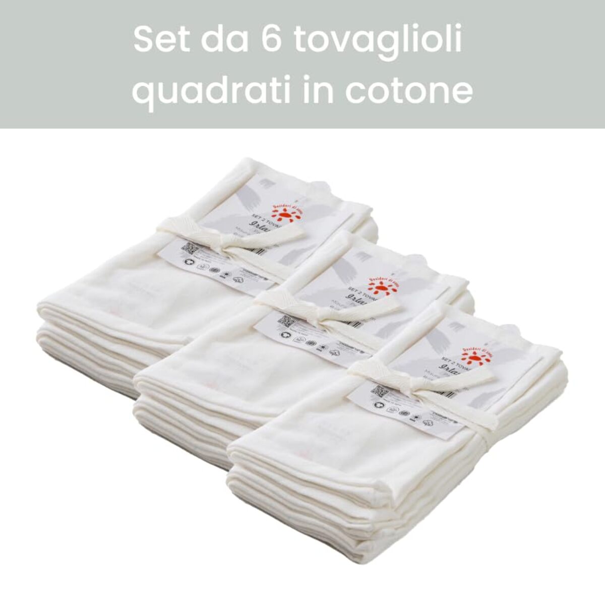 Intrecci – Set 6 tovaglioli in puro cotone 40x40 cm