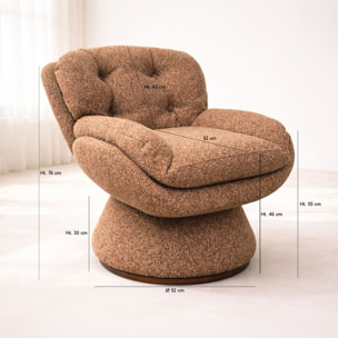 Fauteuil pivotant en tissu brique  GUSTAVE