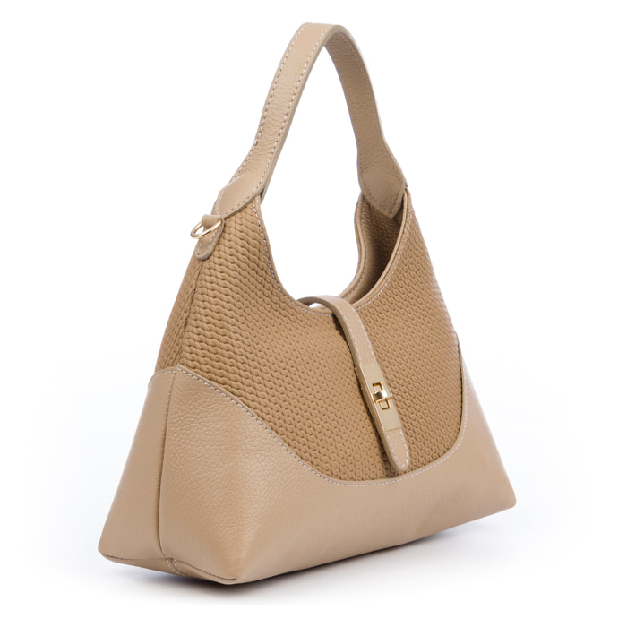 Belgioioso Bolso de hombro Mujer. Piel auténtica acabado Dollaro estampado