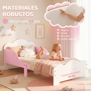 Cama Infantil, 70x140 cm, Cama Montessori con Barandillas Altas, Tema de Algodón de Azúcar, para Niños y Niñas de 3-6 Años, Rosa