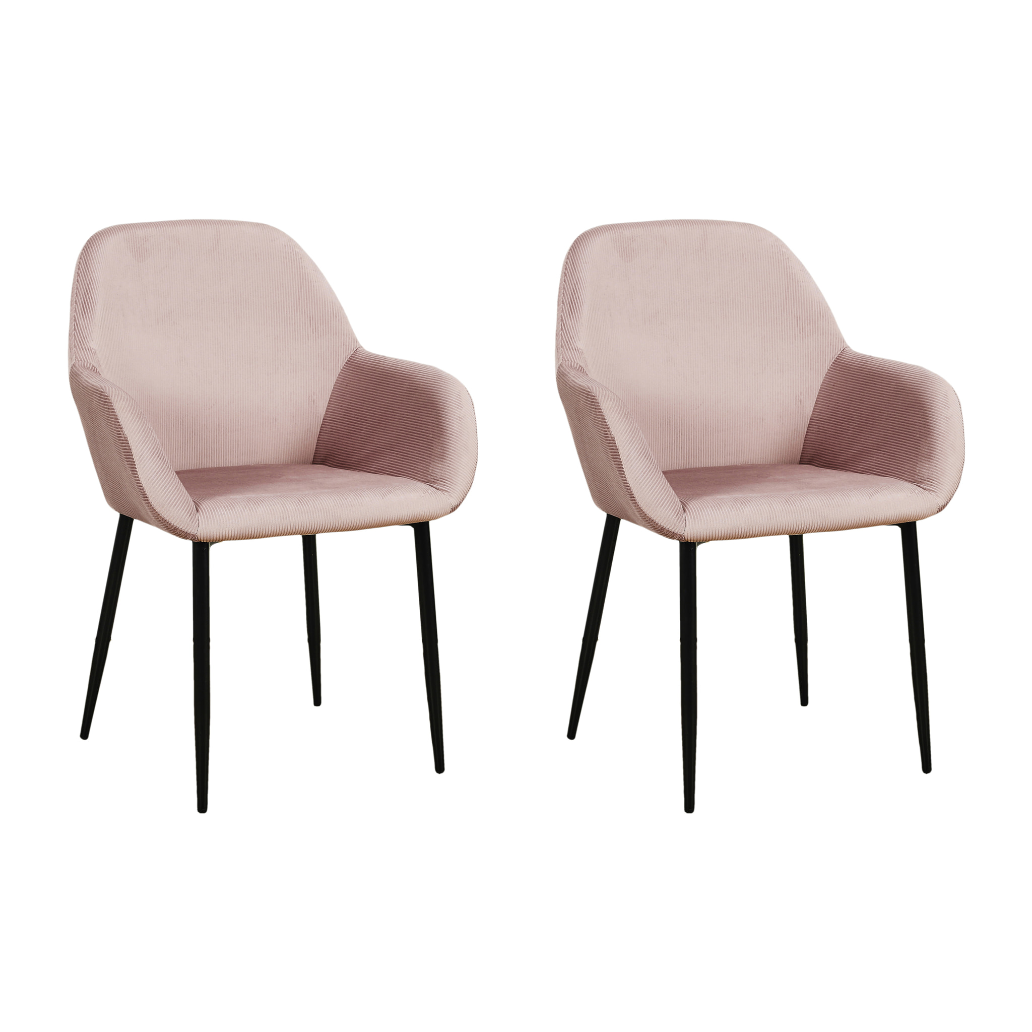 Fauteuil Giulia Rose Velours Cotele - Lot De 2