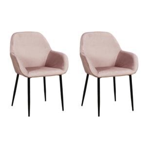 Fauteuil Giulia Rose Velours Cotele - Lot De 2