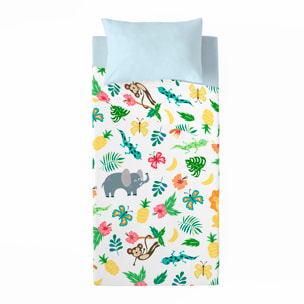 Costura - Juego de Sábanas Estampadas - Infantil - Incluye 1 Funda de Almohada - 100% Algodón - Jungle Exotic