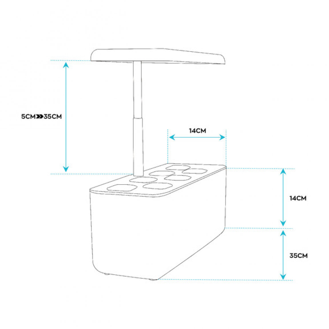 Serra idroponica vaso smart e-garden fino a 7 piante con illuminazione autonoma a LED e software automatico Bianco