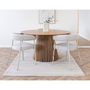 Sadie - lot de 2 chaises FSC  100% en tissu texturé - pieds en acier - Beige