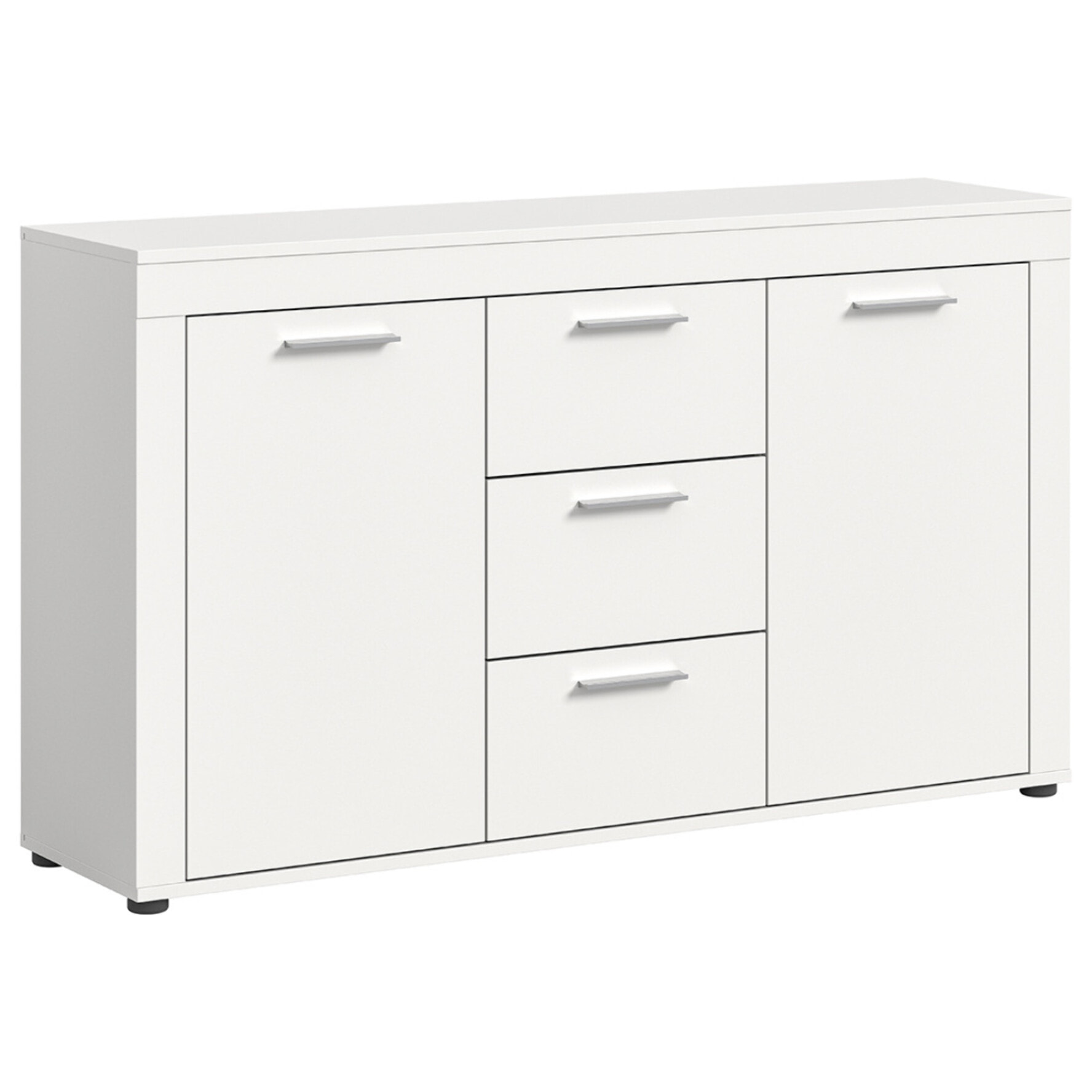 Stafford - buffet bas - blanc - 3 tiroirs et 2 portes - 125 cm - Blanc