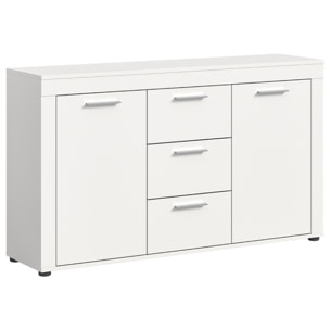 Stafford - buffet bas - blanc - 3 tiroirs et 2 portes - 125 cm - Blanc