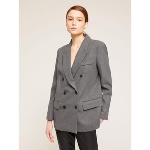 Motivi - Chaqueta blazer de franela con doble botonadura - Gris