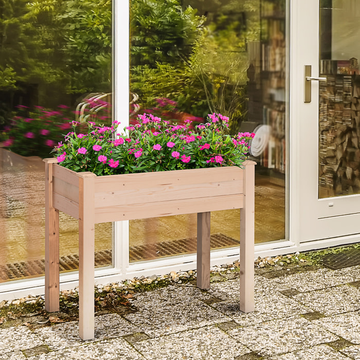 Huerto Urbano Elevado de Madera 86x46x76 cm Mesa de Cultivo Jardinera Elevada con Tela no Tejida y 4 Orificios de Drenaje para Cultivos Plantas Flores Jardín Terraza Exterior Natural