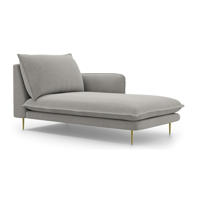 Méridienne droite "Vienna" en tissu structurel gris clair