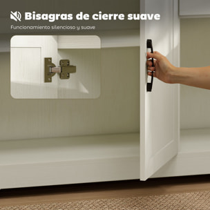 Aparador 3 Puertas, Aparador para Salón Moderno, con 2 Cajones, Estante Ajustable, para Comedor, Entrada, Dormitorio, Crema, 120x38x79 cm