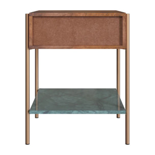 Table de chevet en bois de manguier et marbre vert - Doori