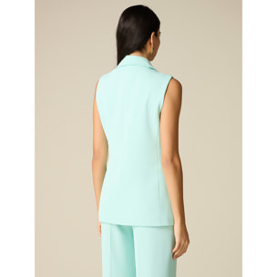 Oltre - Chaleco sastre en tejido crepé - Green Water