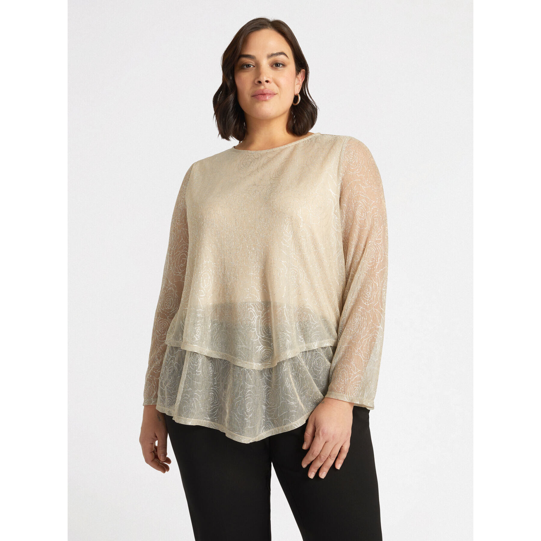 Fiorella Rubino - T-shirt lurex con sovrapposizioni - Oro