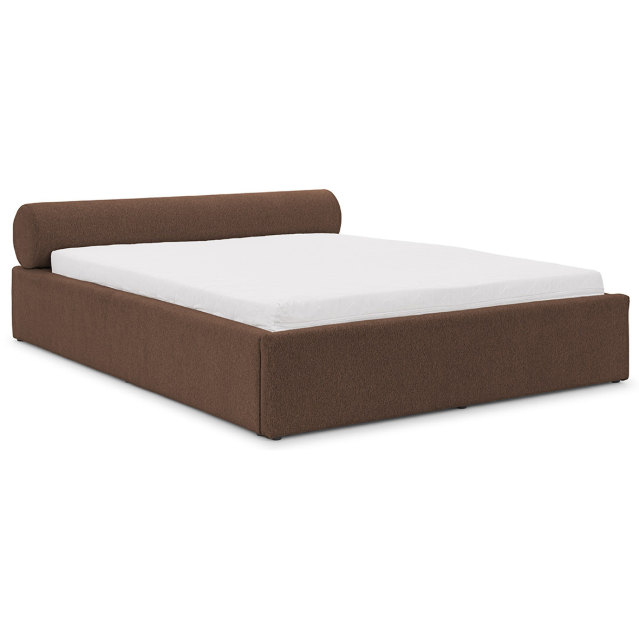 Billy - lit coffre - 180x200 cm - en tissu texturé - sommier inclus - Marron