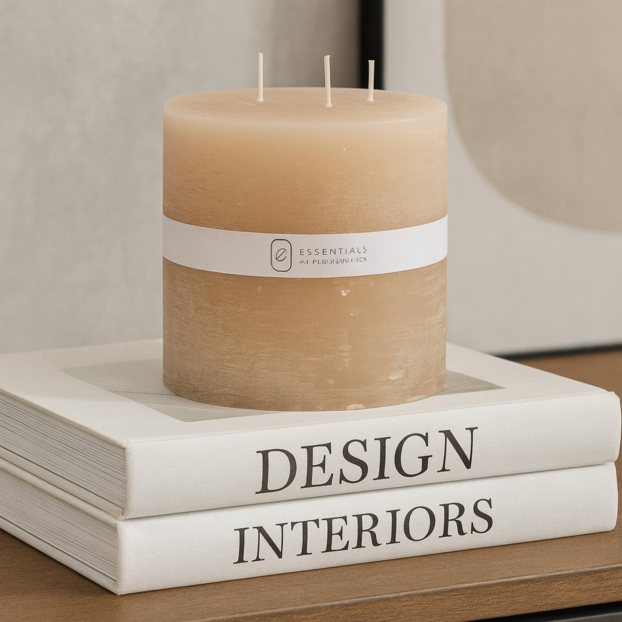 Vela Pilar Beige Ø14x14cm con 75h de combustión