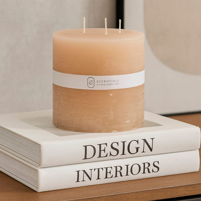 Vela Pilar Beige Ø14x14cm con 75h de combustión