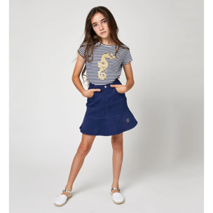 Gonna svasata in denim blu navy