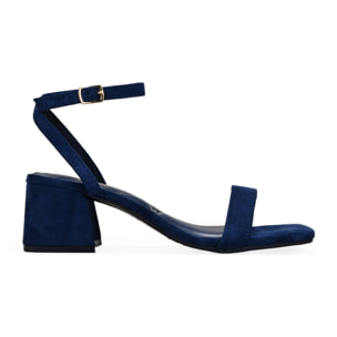 Sandalias de tacón azul marino con hebilla