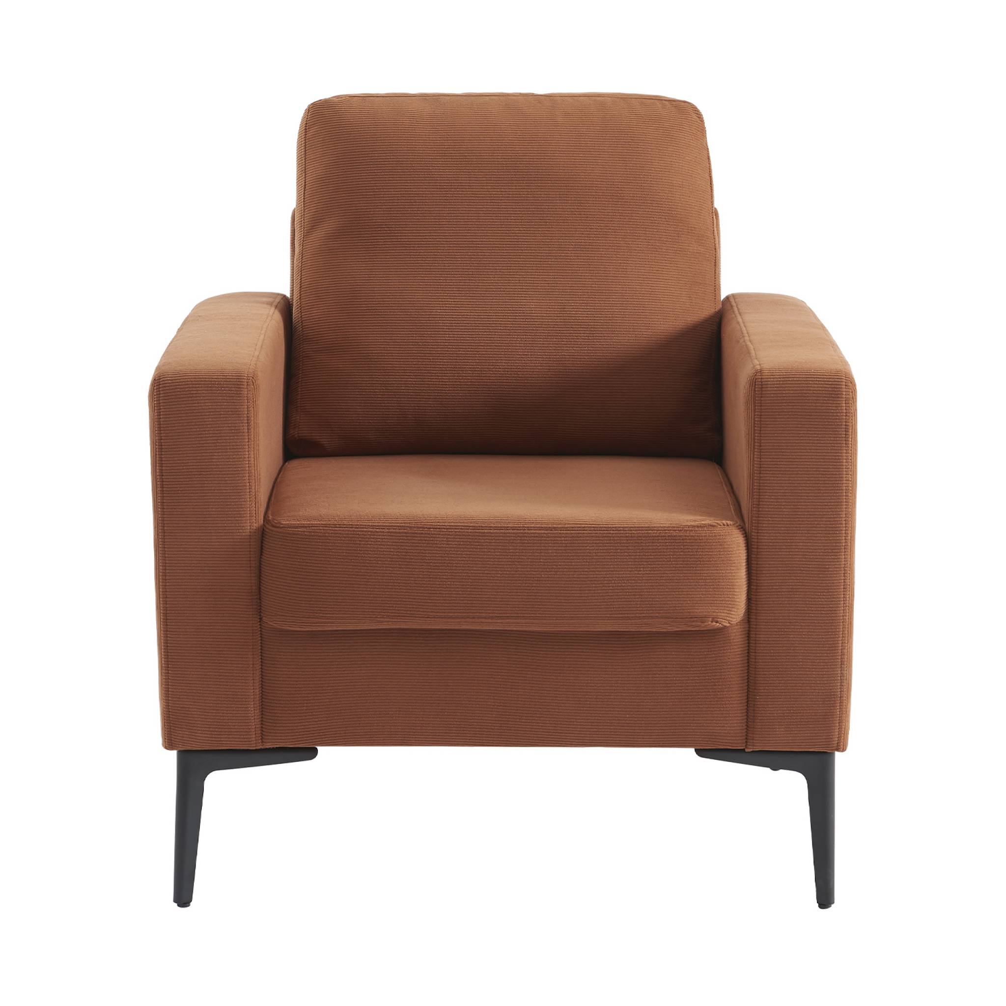 Fauteuil pieds métal velours côtelé BJORN