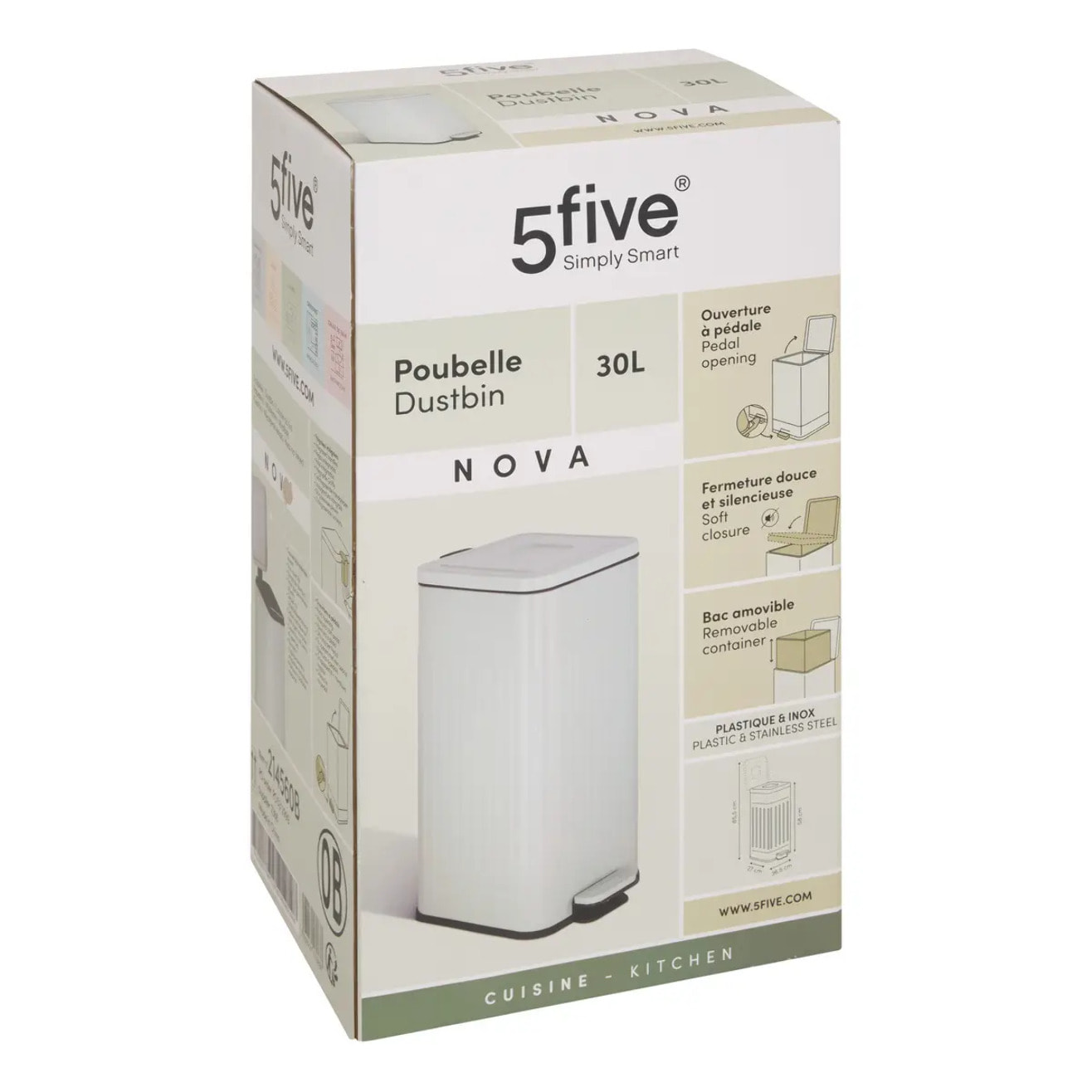 Poubelle Nova avec Pedale 30L Vert Celadon 35x27x58 cm