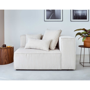 Colombine - canapé modulable d'angle gauche - 6 places - en velours côtelé - Beige