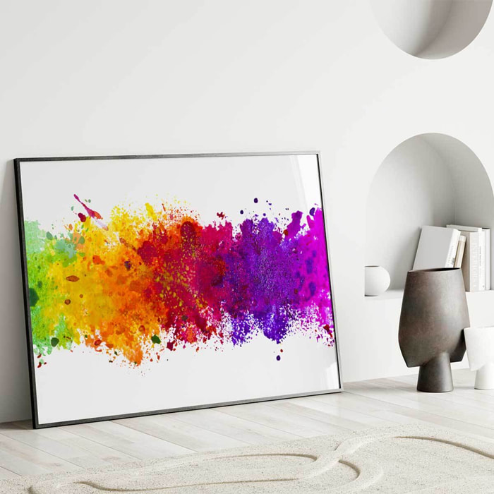 Affiche encadrée explosion de couleurs abstraites Affiche + cadre en métal - Noir