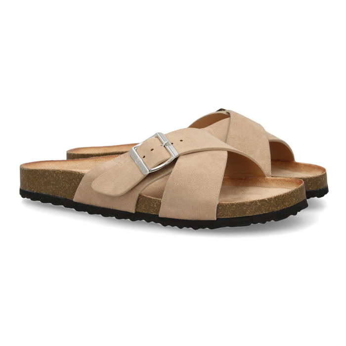 Sandalia Plana de Mujer, Pala entrecruzada, con Planta Anatomica de Bio