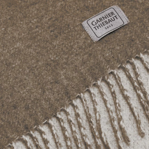 Plaid laine & autres fibres uni beige brun Duetto mocca