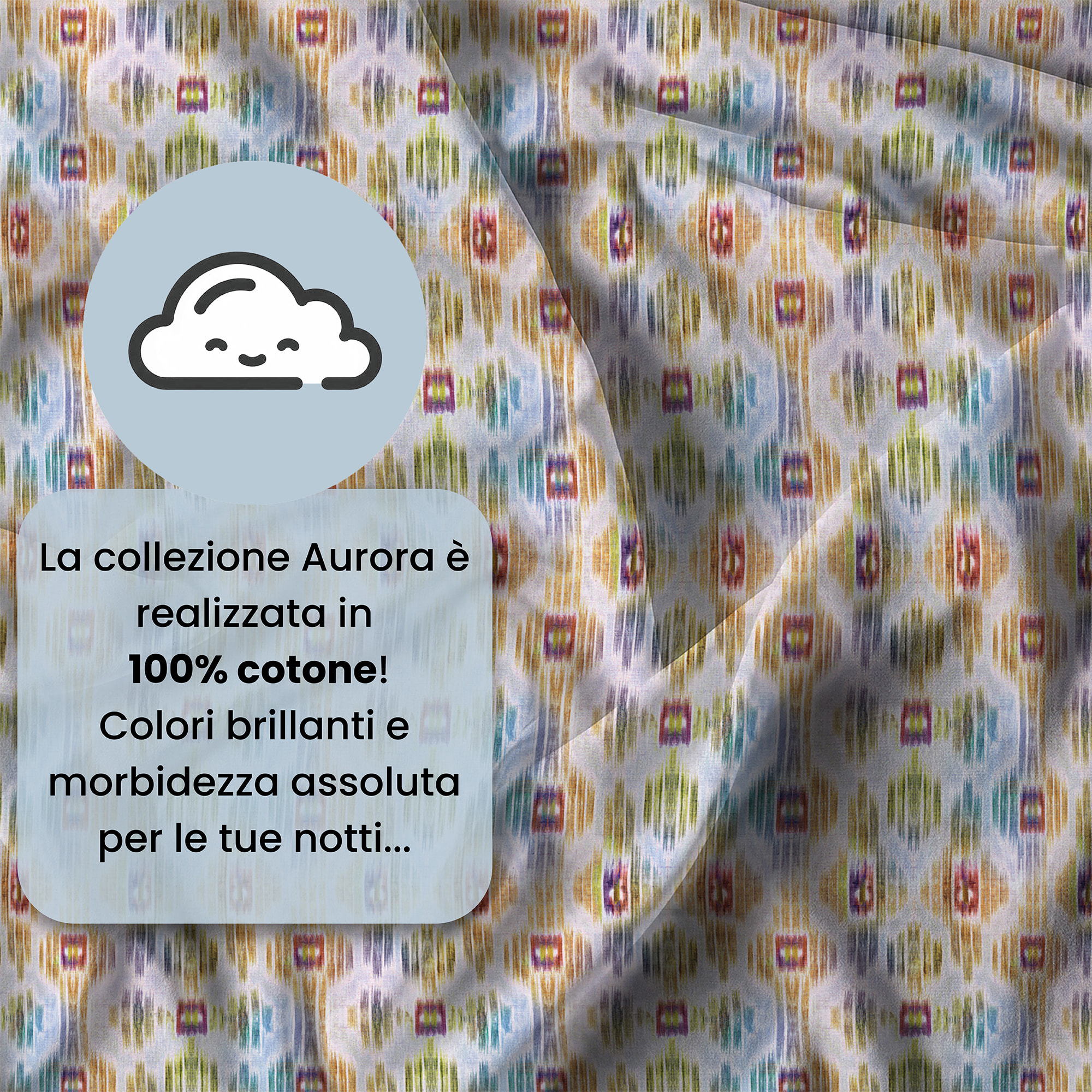 PARURE COPRIPIUMINO MATRIMONIALE AURORA STAMPA DIGITALE -100% cotone Made in Italy