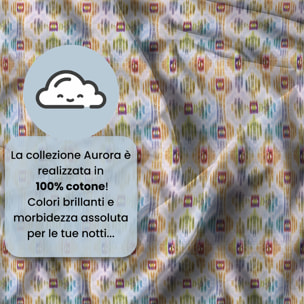 PARURE COPRIPIUMINO MATRIMONIALE AURORA STAMPA DIGITALE -100% cotone Made in Italy