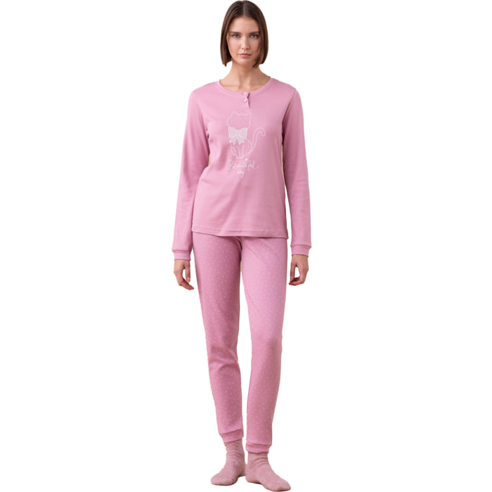 Pigiama donna invernale in caldo cotone articolo pois. Noidinotte