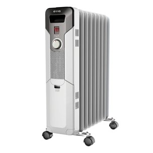 Radiador de Aceite EVVO C9 Blanco, 2.000W, hasta 20m2, Eficiente, 3 modos, fácil transporte
