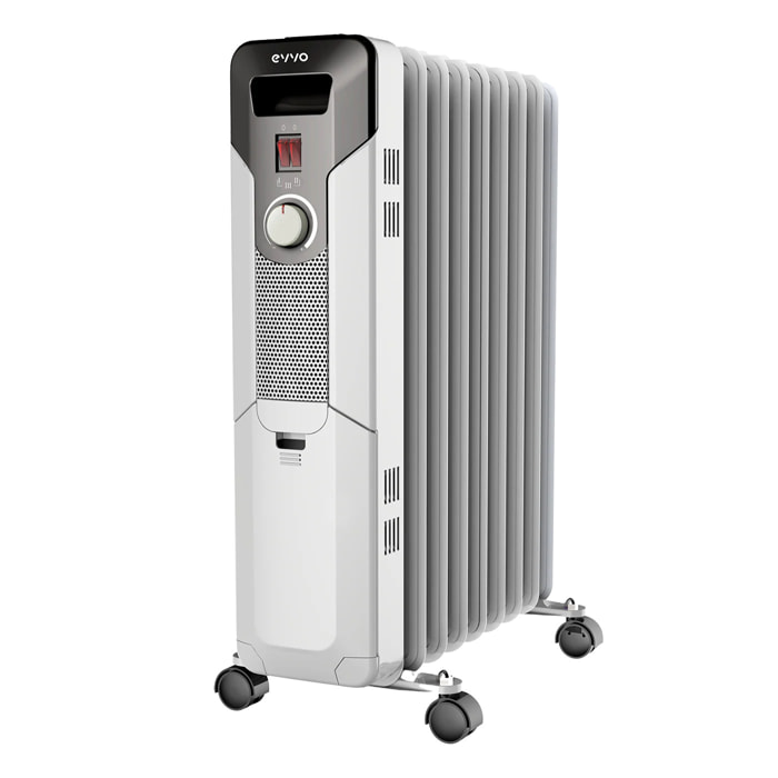 Radiador de Aceite EVVO C9 Blanco, 2.000W, hasta 20m2, Eficiente, 3 modos, fácil transporte