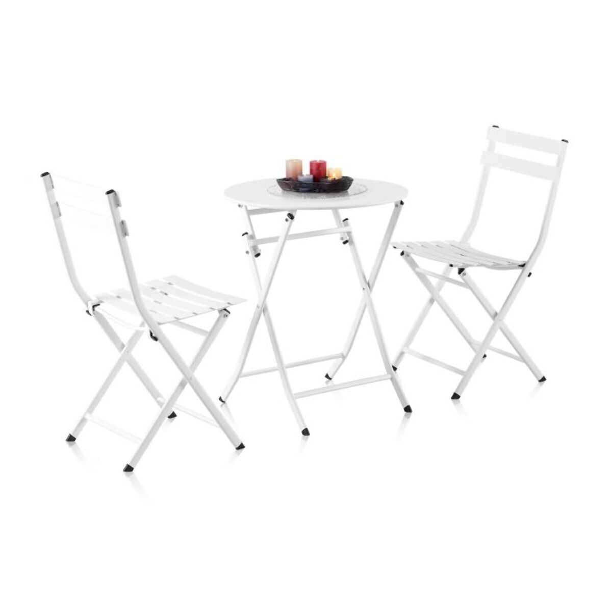 Set de exterior mesa y 2 sillas plegables Gio Blanco