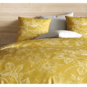Parure De Couette 3pcs 100% Coton Bio 57 Fils/cm2-victoria Ocre