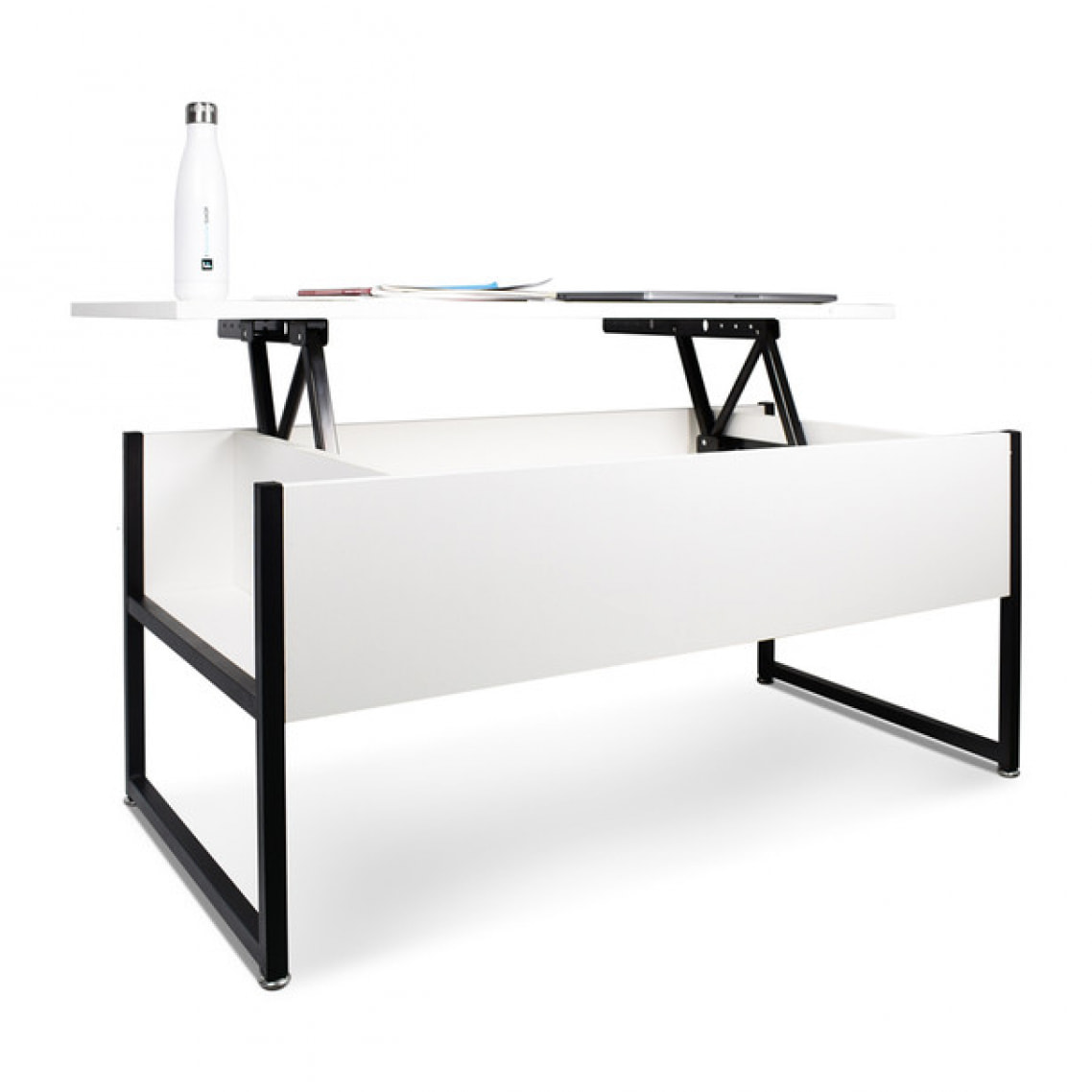 Tavolino da Salotto con Contenitore in Stile Industrial tavolino da caffÃ¨ in Acciaio e Legno Moderno con ripiano sollevabile