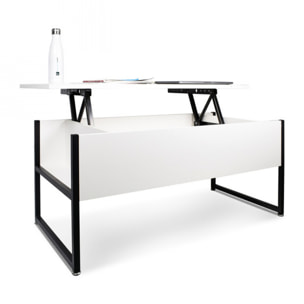 Tavolino da Salotto con Contenitore in Stile Industrial tavolino da caffÃ¨ in Acciaio e Legno Moderno con ripiano sollevabile