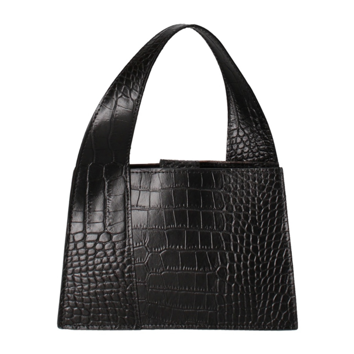 Borsa a mano da donna - Modello False - Vera pelle effetto cocco - 21.0 x 14.0 x 8.0 cm