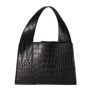 Borsa a mano da donna - Modello False - Vera pelle effetto cocco - 21.0 x 14.0 x 8.0 cm