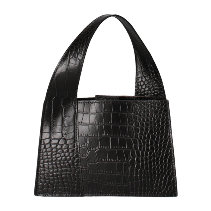 Borsa a mano da donna - Modello False - Vera pelle effetto cocco - 21.0 x 14.0 x 8.0 cm
