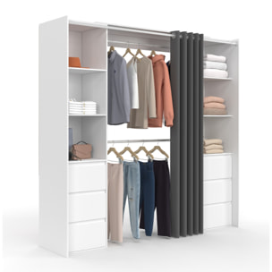 Dressing Justine extensible 120-180cm 6 tiroirs blanc