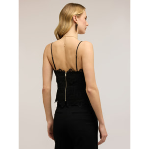 Motivi - Top in sangallo con pizzo macramé - Nero